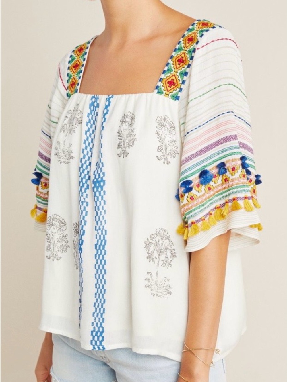 Anthropologie Kiera Embroidered Blouse
